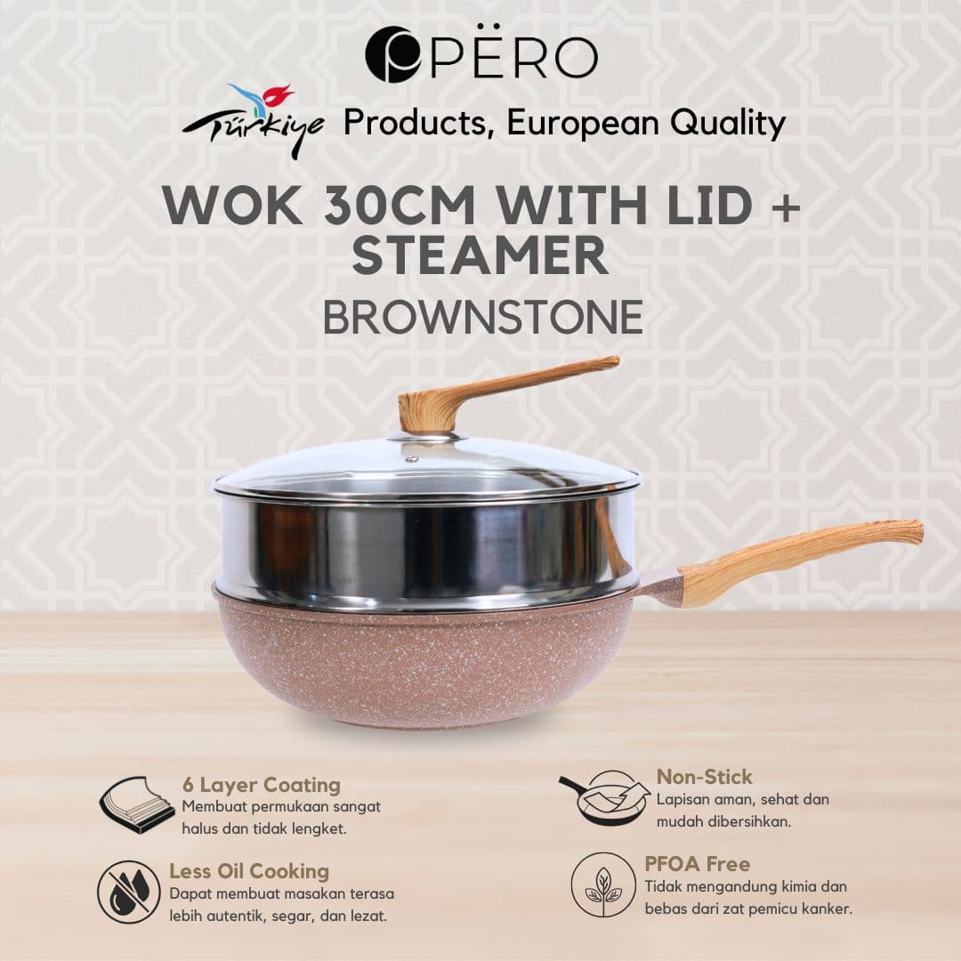 Wok 30cm With Lid + Steamer