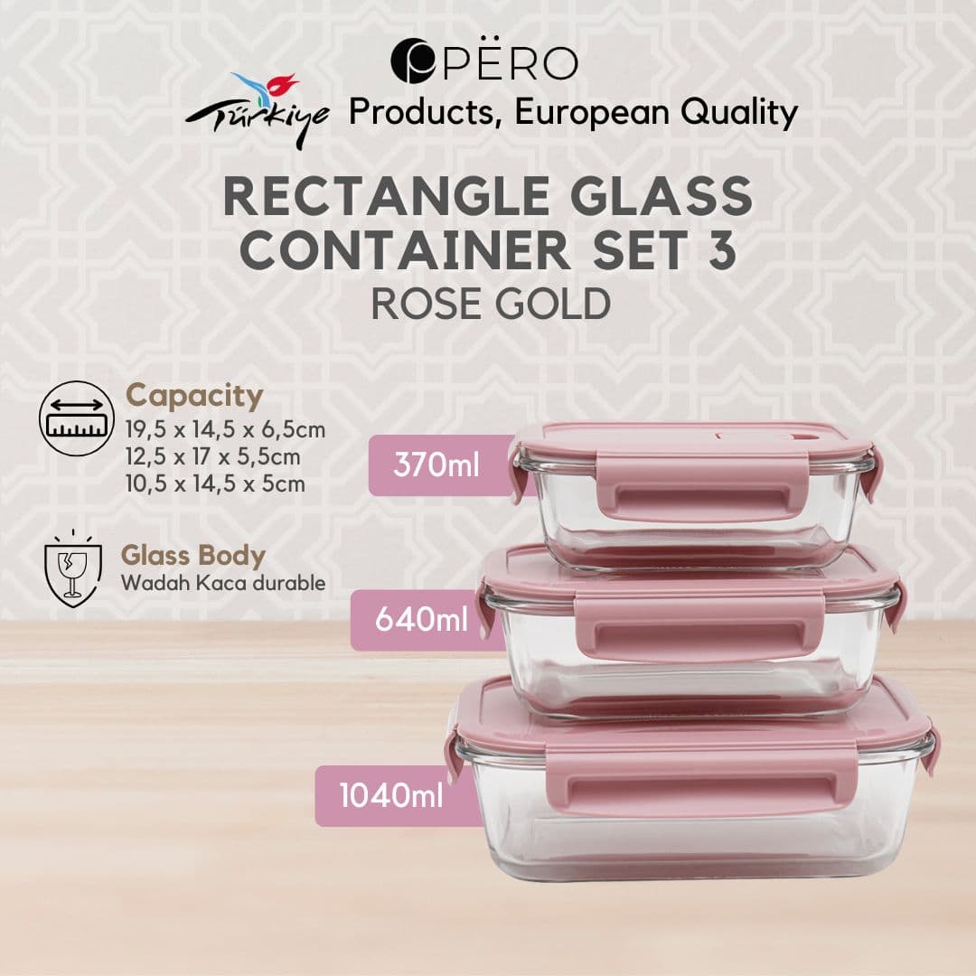 Rectangle Glass Container Set of 3